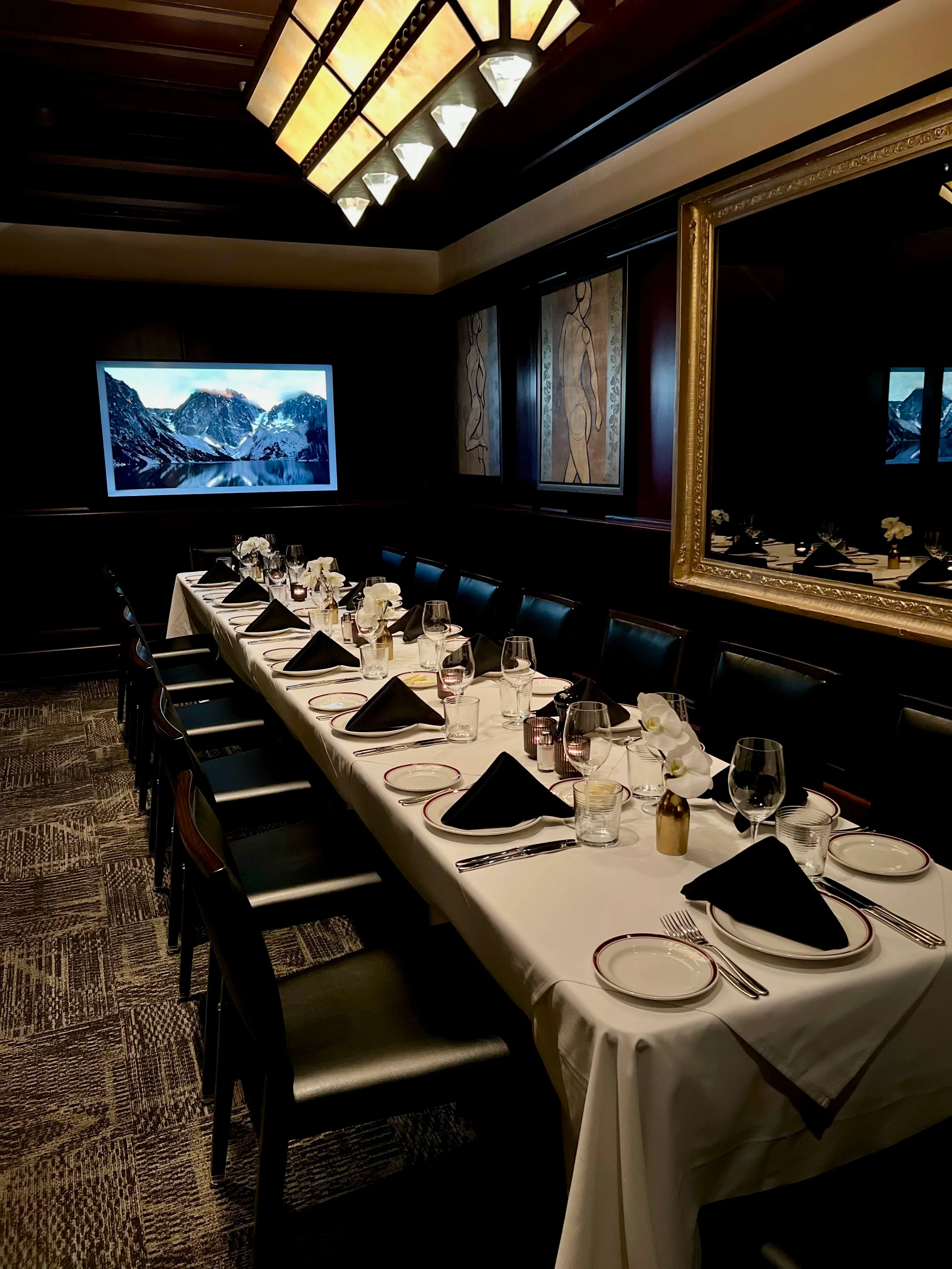 The Boardroom private dining room at Chops Lobster Bar, Buckhead Atlanta