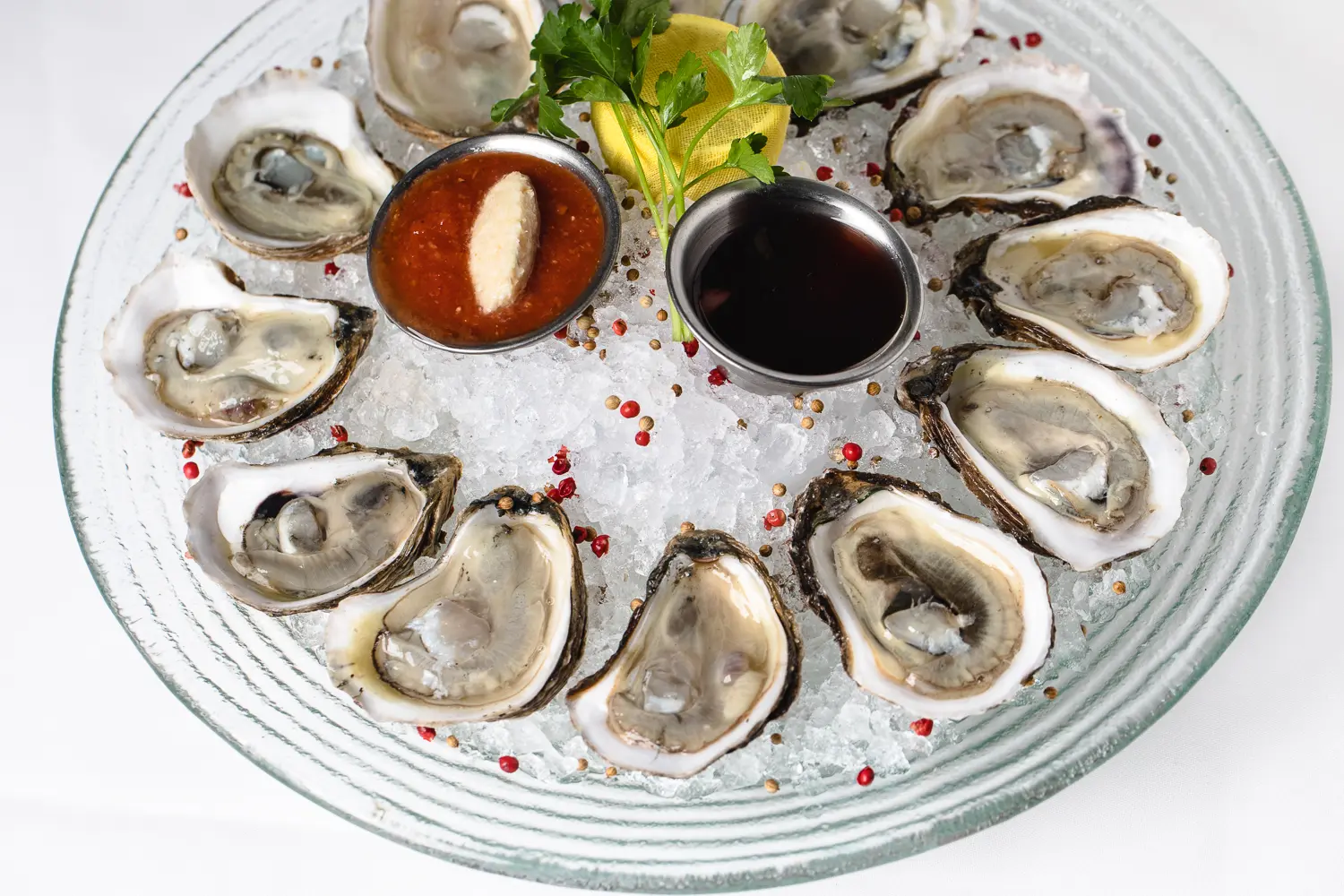 Oysters on the half shell at Chops Lobster Bar, Buckhead Atlanta